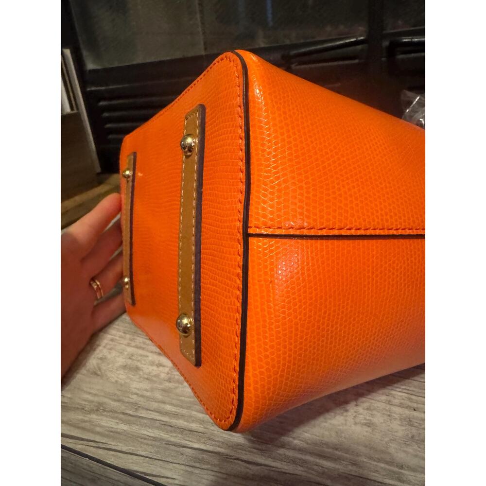 NWT Dooney Bourke Serena Embossed Leather orange pink drawstring bucket purse - Picture 10 of 13